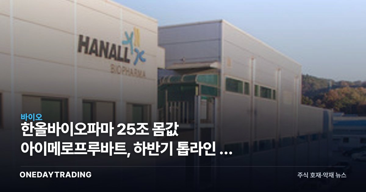 한올바이오파마 25조 몸값 아이메로프루바트, 하반기 톱라인 두 번이 가른다