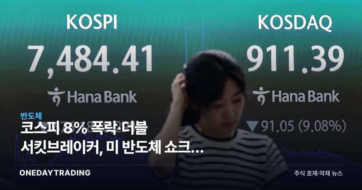 코스피 8% 폭락·더블 서킷브레이커, 美 반도체 쇼크에 코스닥도 직격탄