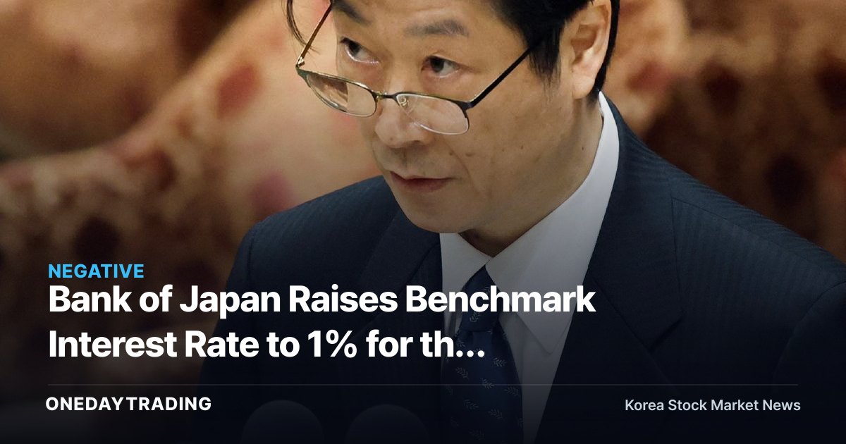 Bank of Japan Raises Benchmark Interest Rate to 1% for the First Time in 31 Years — Yen Carry-Trade Unwinding Shakes KOSPI Supply-Demand (Order Flow)