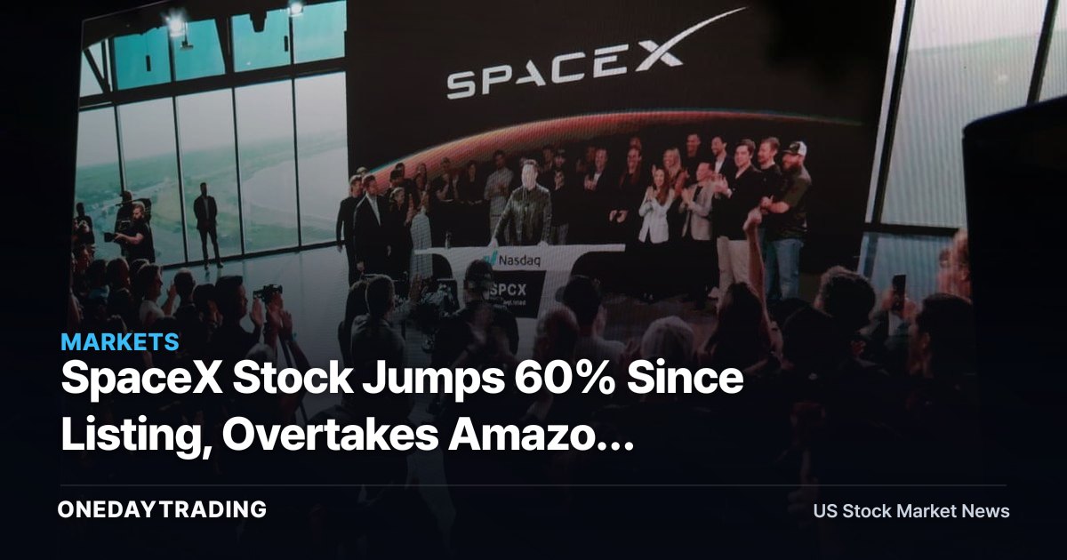SpaceX Stock Jumps 60% Since Listing, Overtakes Amazon (AMZN) as No. 5 US Company