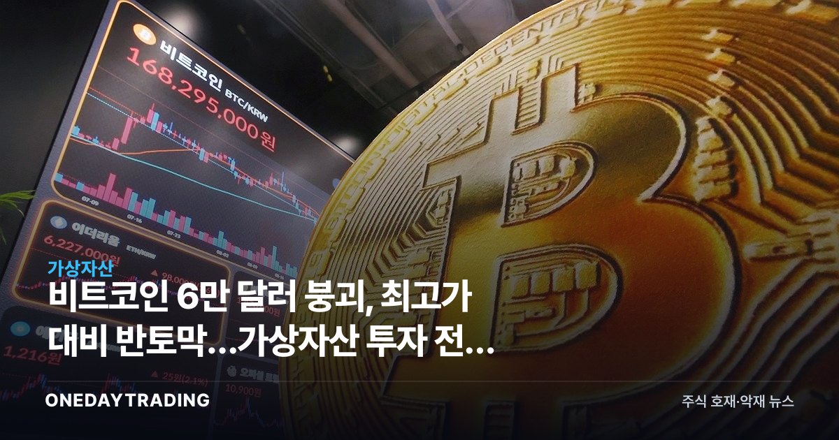 비트코인 6만 달러 붕괴, 최고가 대비 반토막…가상자산 투자 전략 점검
