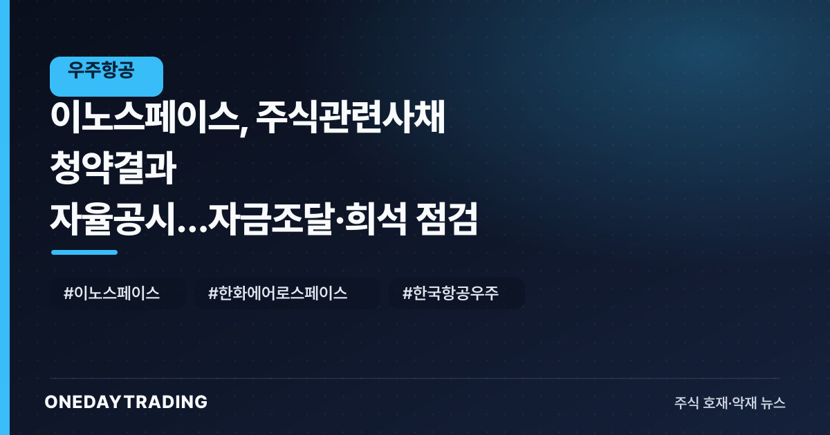 이노스페이스, 주식관련사채 청약결과 자율공시…자금조달·희석 점검
