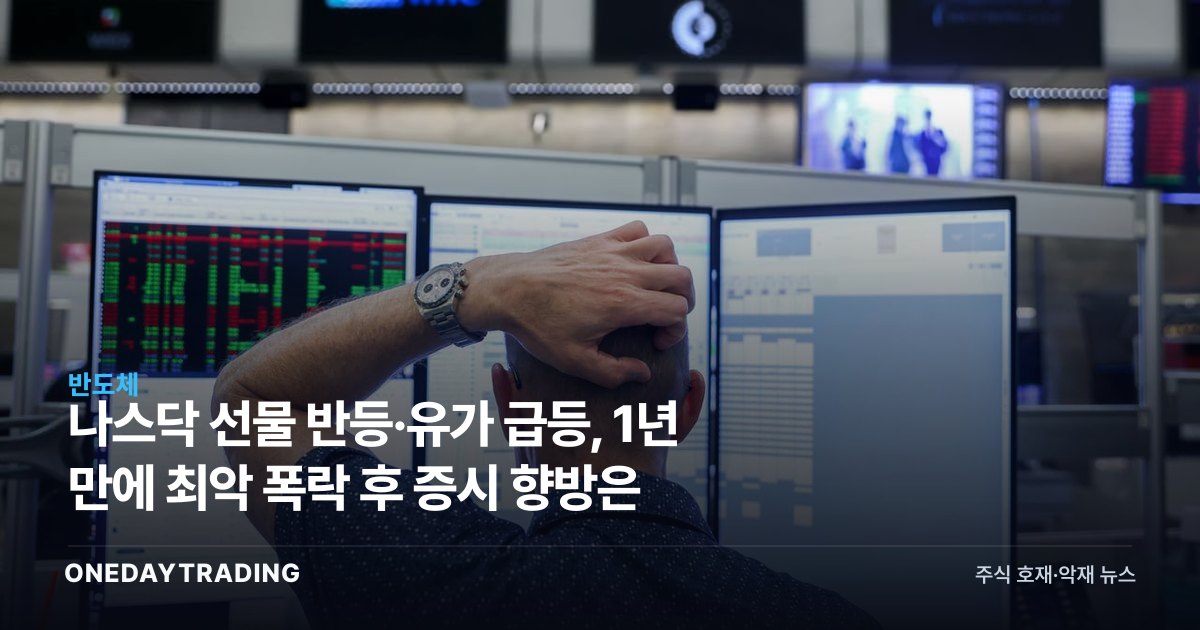 나스닥 선물 반등·유가 급등, 1년 만에 최악 폭락 후 증시 향방은