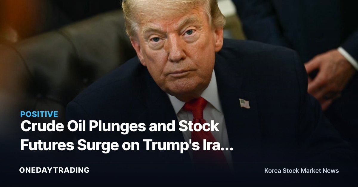 Crude Oil Plunges and Stock Futures Surge on Trump's Iran Peace Deal — Which Korean Stocks Stand to Benefit?