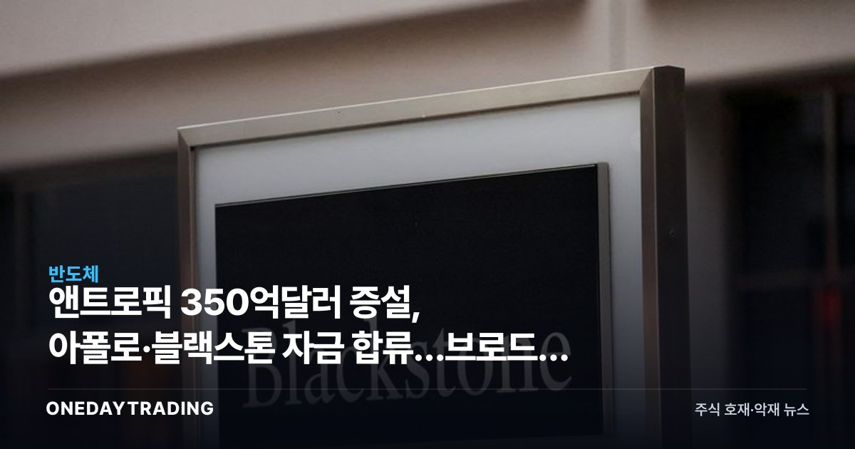 앤트로픽 350억달러 증설, 아폴로·블랙스톤 자금 합류…브로드컴 AI칩 동맹 본격화