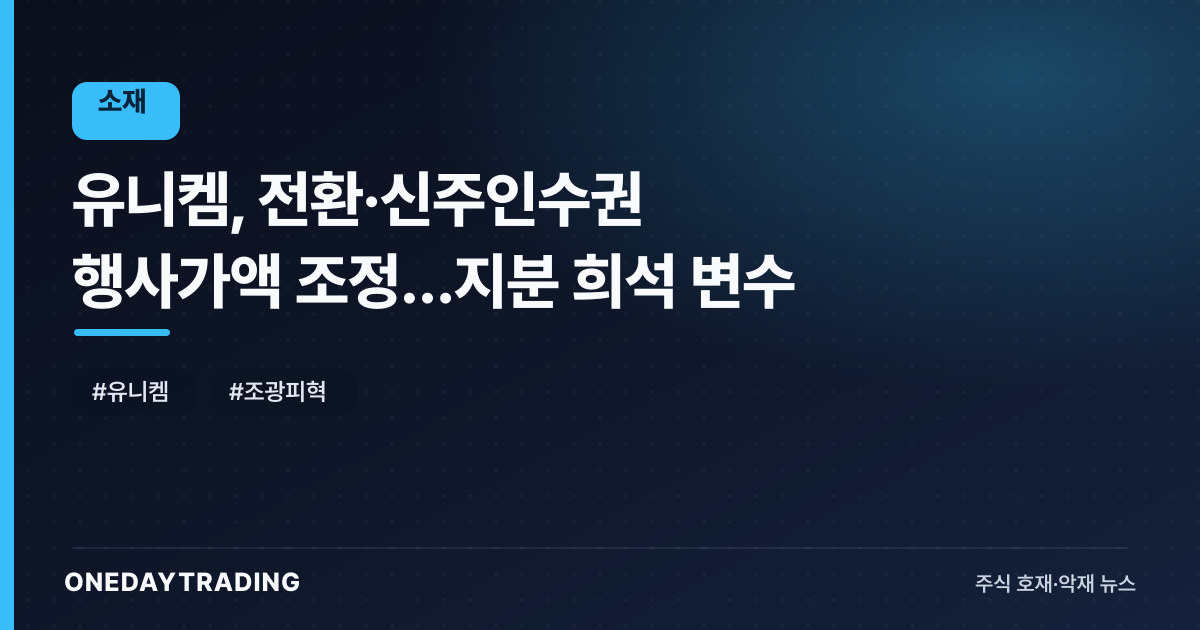유니켐, 전환·신주인수권 행사가액 조정…지분 희석 변수
