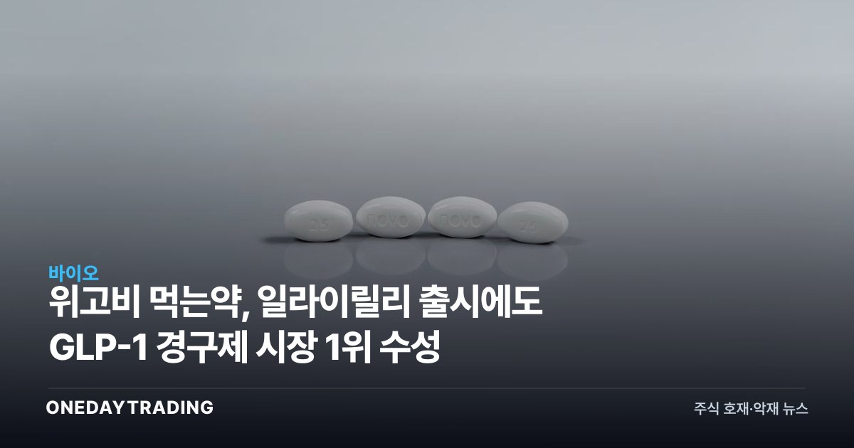 위고비 먹는약, 일라이릴리 출시에도 GLP-1 경구제 시장 1위 수성