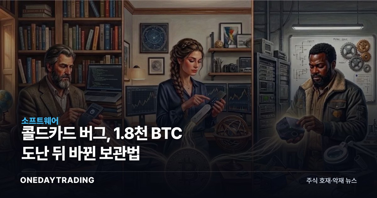 콜드카드 버그, 1.8천 BTC 도난 뒤 바뀐 보관법