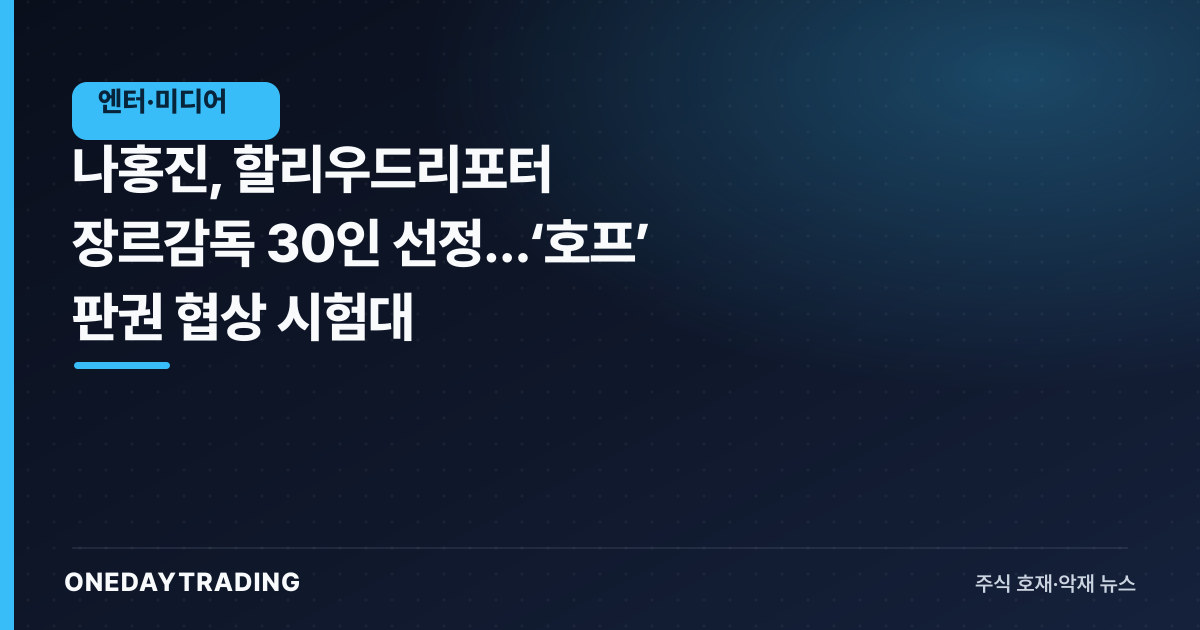 나홍진, 할리우드리포터 장르감독 30인 선정…‘호프’ 판권 협상 시험대