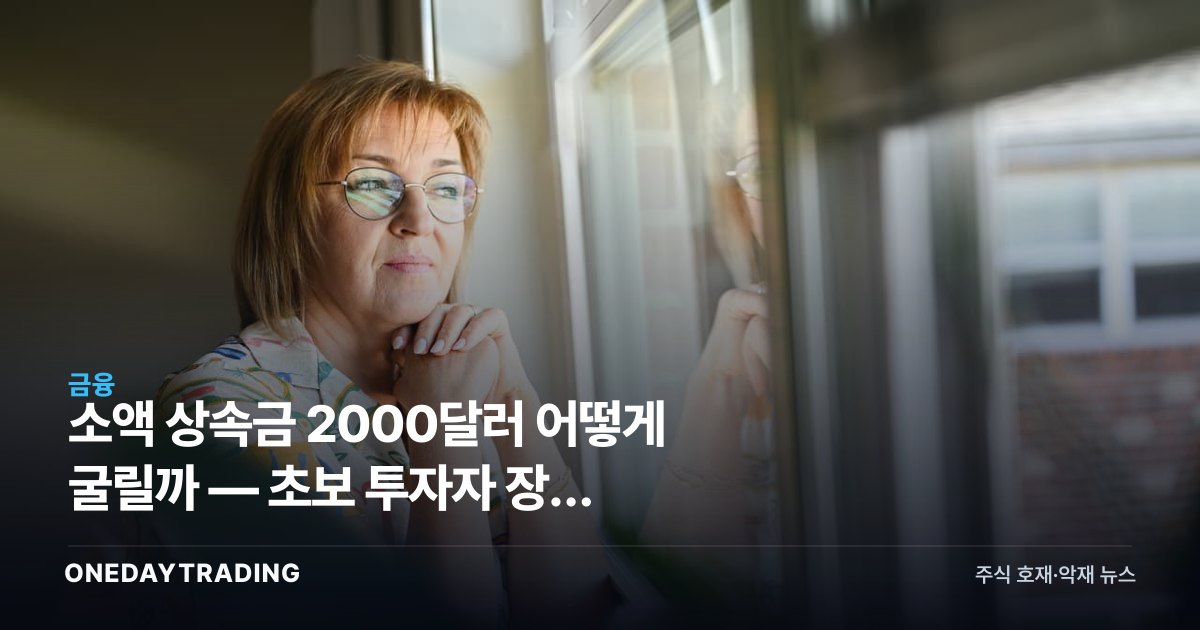 소액 상속금 2000달러 어떻게 굴릴까 — 초보 투자자 장기 자산증식 전략