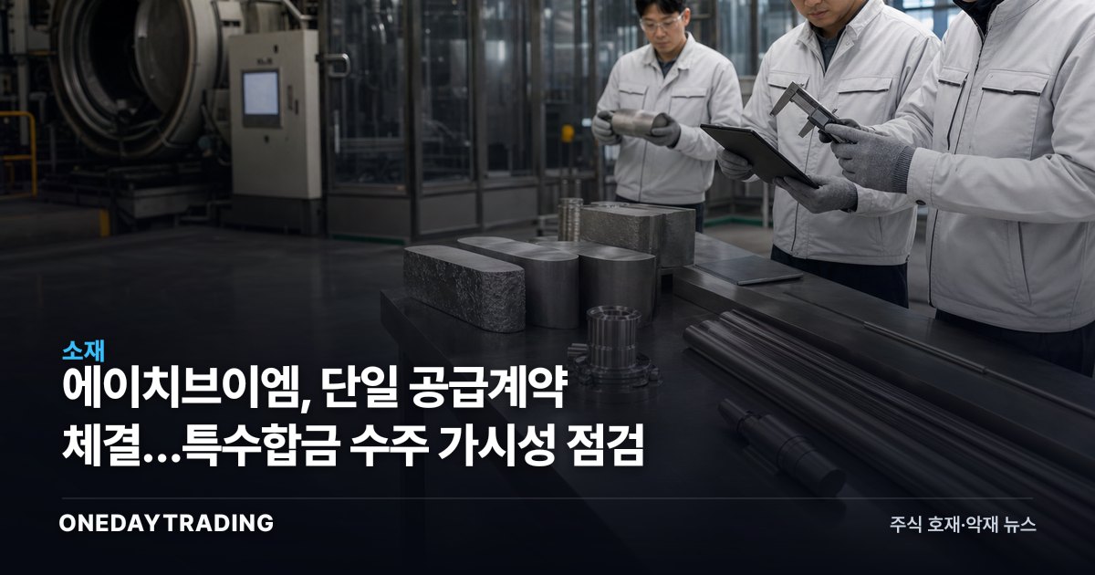 에이치브이엠, 단일 공급계약 체결…특수합금 수주 가시성 점검