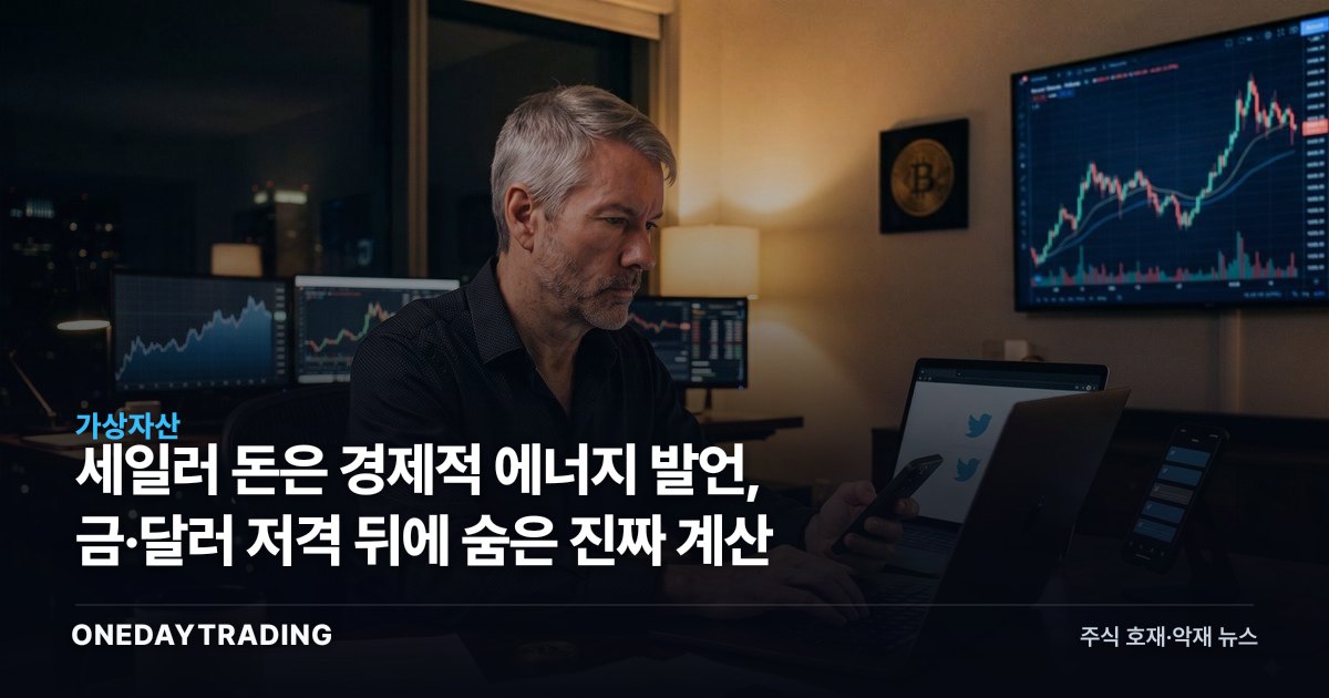 세일러 돈은 경제적 에너지 발언, 금·달러 저격 뒤에 숨은 진짜 계산