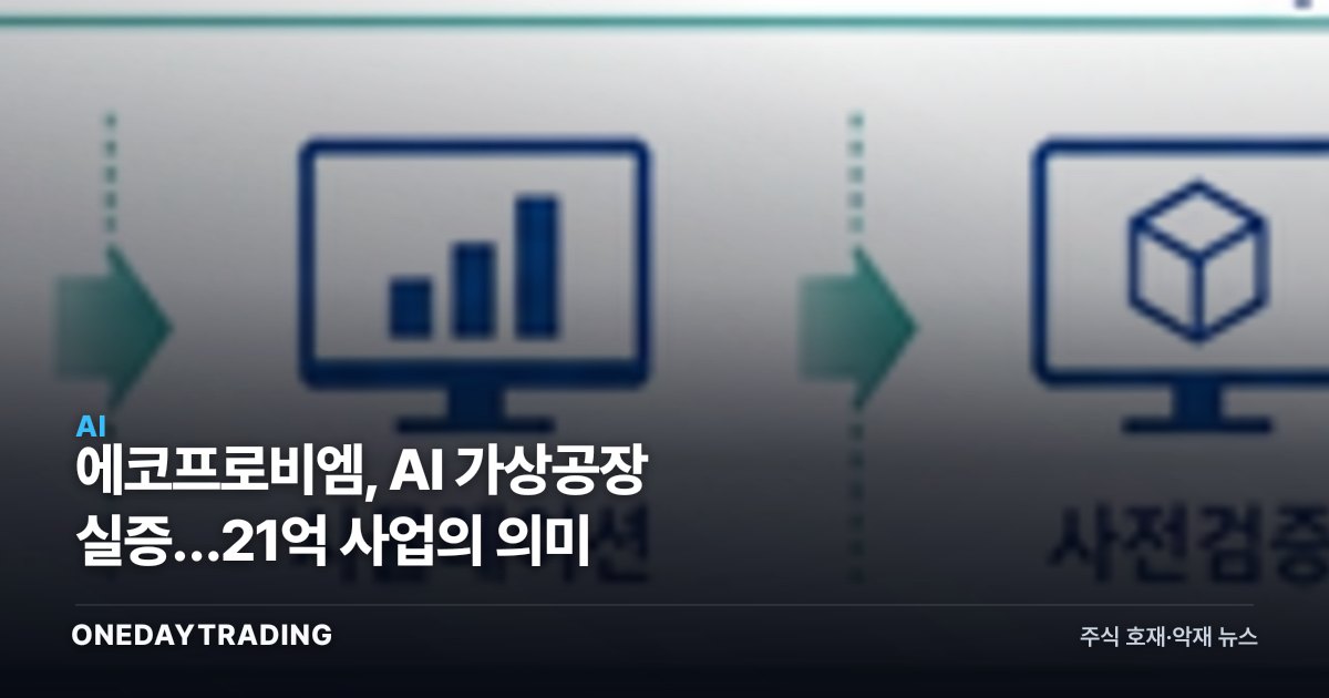 에코프로비엠, AI 가상공장 실증…21억 사업의 의미