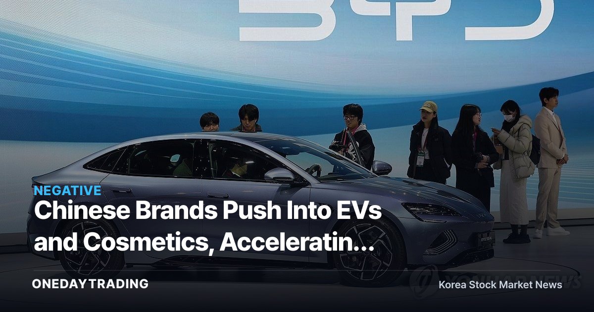 Chinese Brands Push Into EVs and Cosmetics, Accelerating Their Grip on Korea's Consumer Market