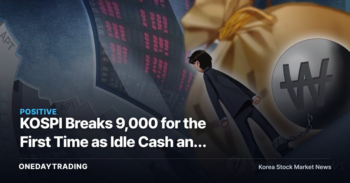 KOSPI Breaks 9,000 for the First Time as Idle Cash and Margin Debt Rise Together — Brokerage Upside and Overheating Risk