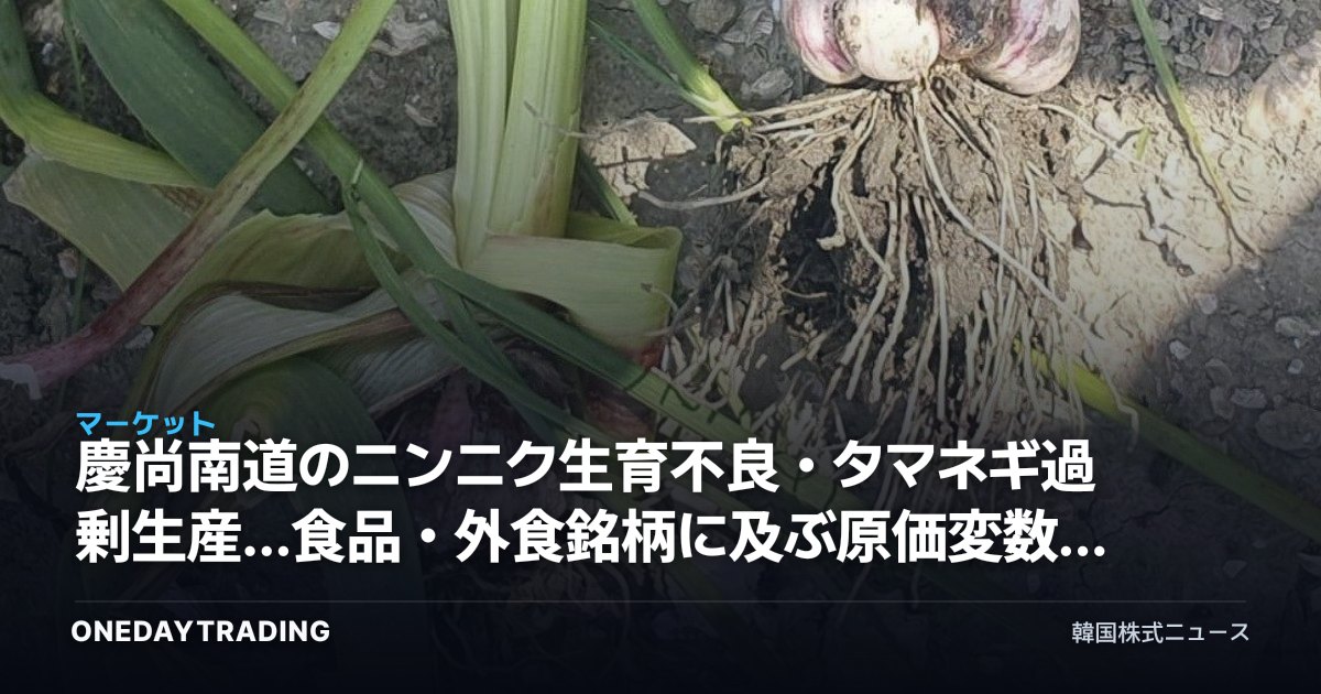 慶尚南道のニンニク生育不良・タマネギ過剰生産…食品・外食銘柄に及ぶ原価変数を点検