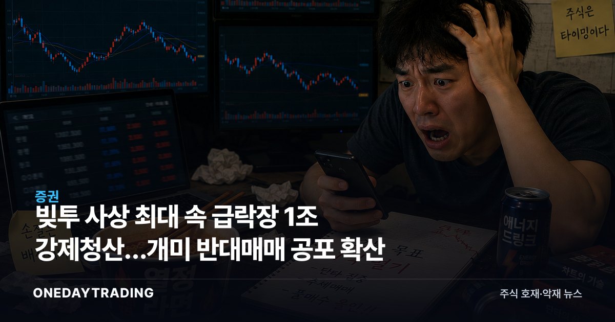 빚투 사상 최대 속 급락장 1조 강제청산…개미 반대매매 공포 확산