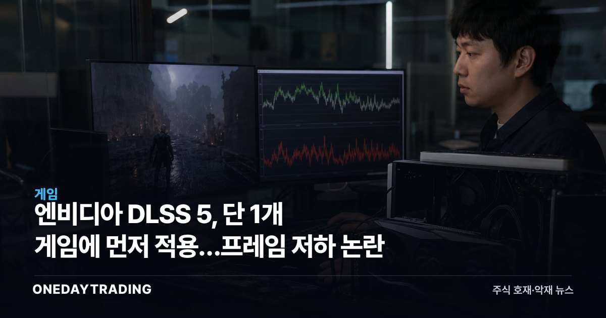 엔비디아 DLSS 5, 단 1개 게임에 먼저 적용…프레임 저하 논란