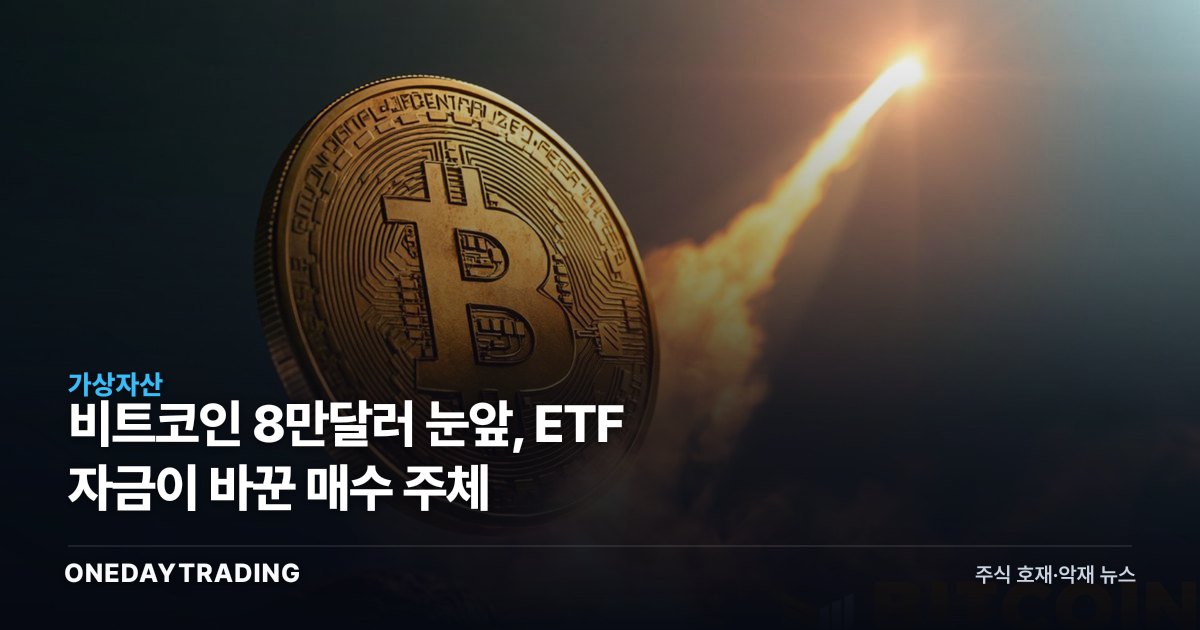 비트코인 8만달러 눈앞, ETF 자금이 바꾼 매수 주체