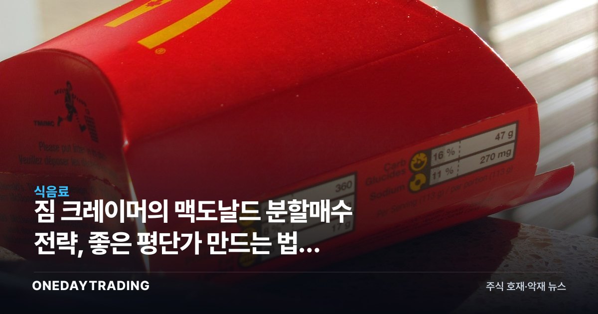 짐 크레이머의 맥도날드 분할매수 전략, 좋은 평단가 만드는 법과 투자 포인트