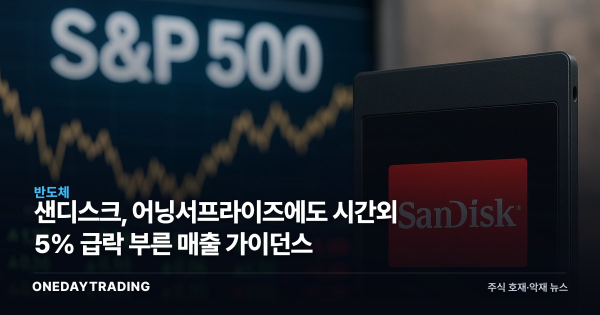 샌디스크, 어닝서프라이즈에도 시간외 5% 급락 부른 매출 가이던스