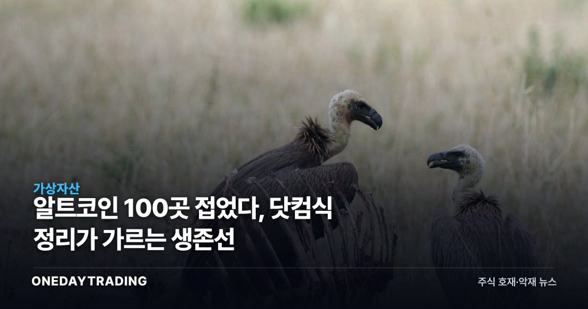알트코인 100곳 접었다, 닷컴식 정리가 가르는 생존선