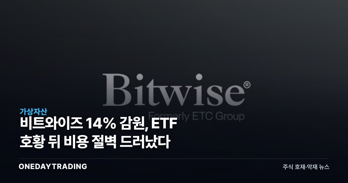 비트와이즈 14% 감원, ETF 호황 뒤 비용 절벽 드러났다
