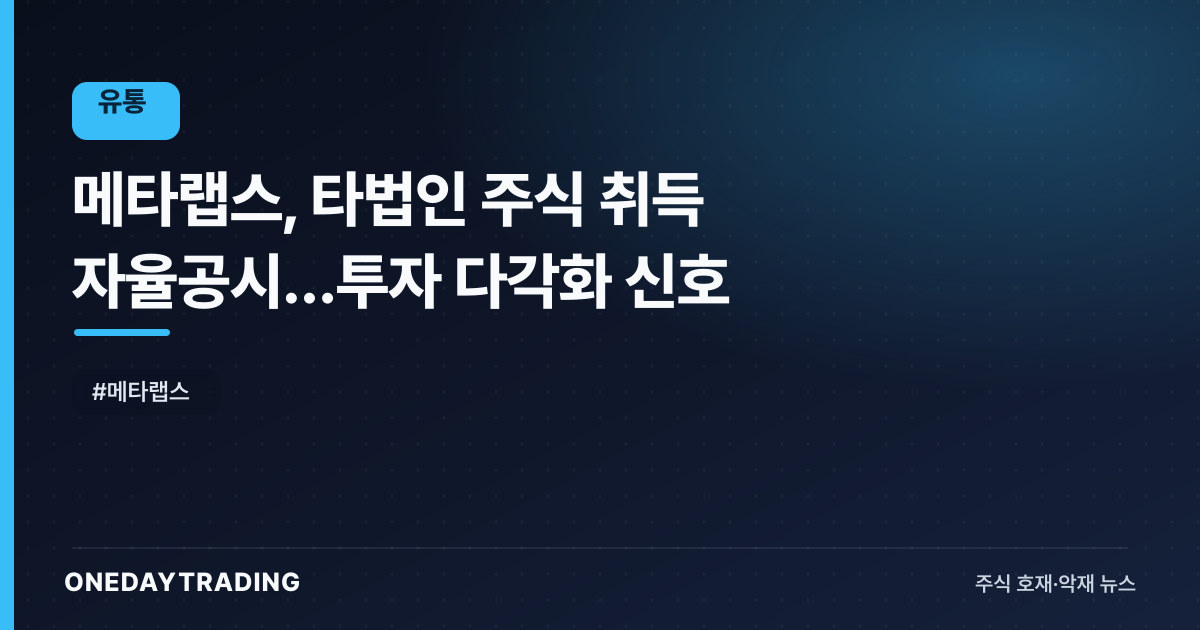 메타랩스, 타법인 주식 취득 자율공시…투자 다각화 신호