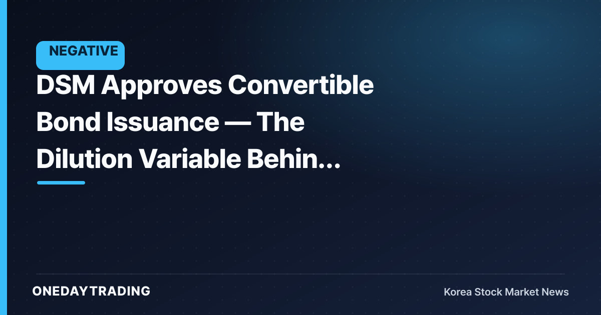 DSM Approves Convertible Bond Issuance — The Dilution Variable Behind the Fundraising
