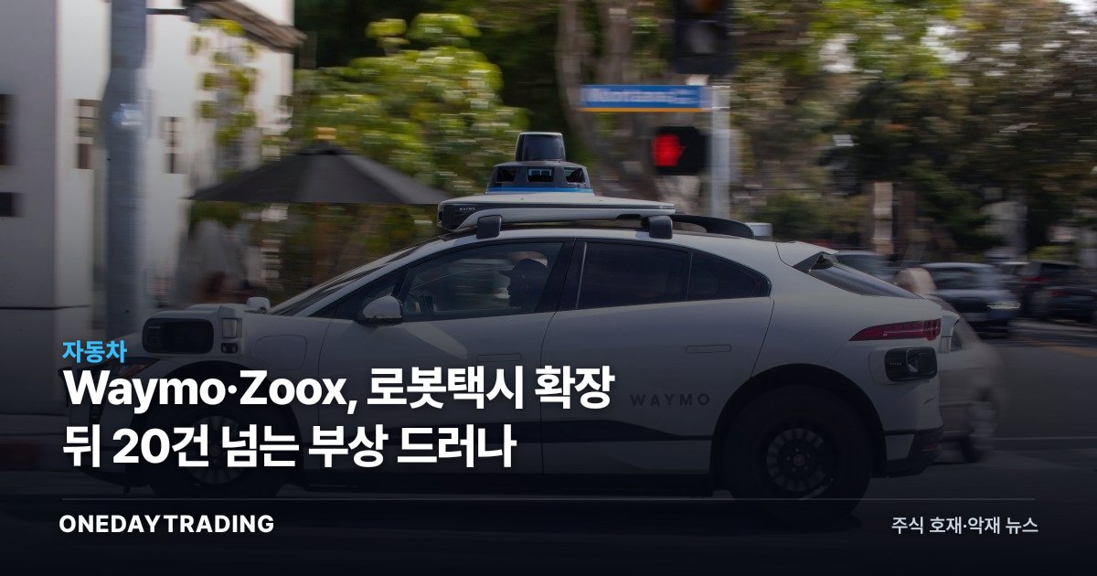 Waymo·Zoox, 로봇택시 확장 뒤 20건 넘는 부상 드러나