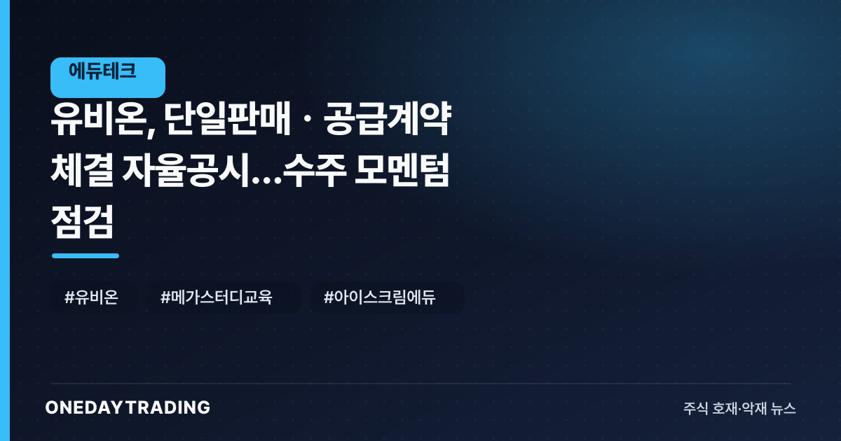 유비온, 단일판매ㆍ공급계약 체결 자율공시…수주 모멘텀 점검