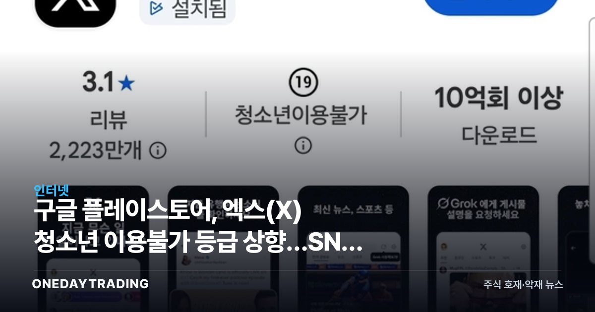 구글 플레이스토어, 엑스(X) 청소년 이용불가 등급 상향…SNS 규제 파장