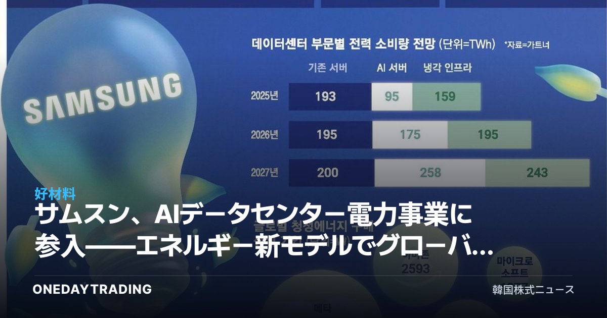 サムスン、AIデータセンター電力事業に参入——エネルギー新モデルでグローバル市場を狙う