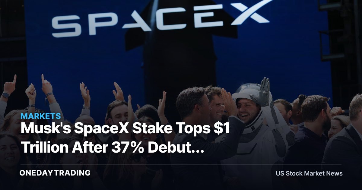 Musk's SpaceX Stake Tops $1 Trillion After 37% Debut: Read-Through for TSLA, GOOGL