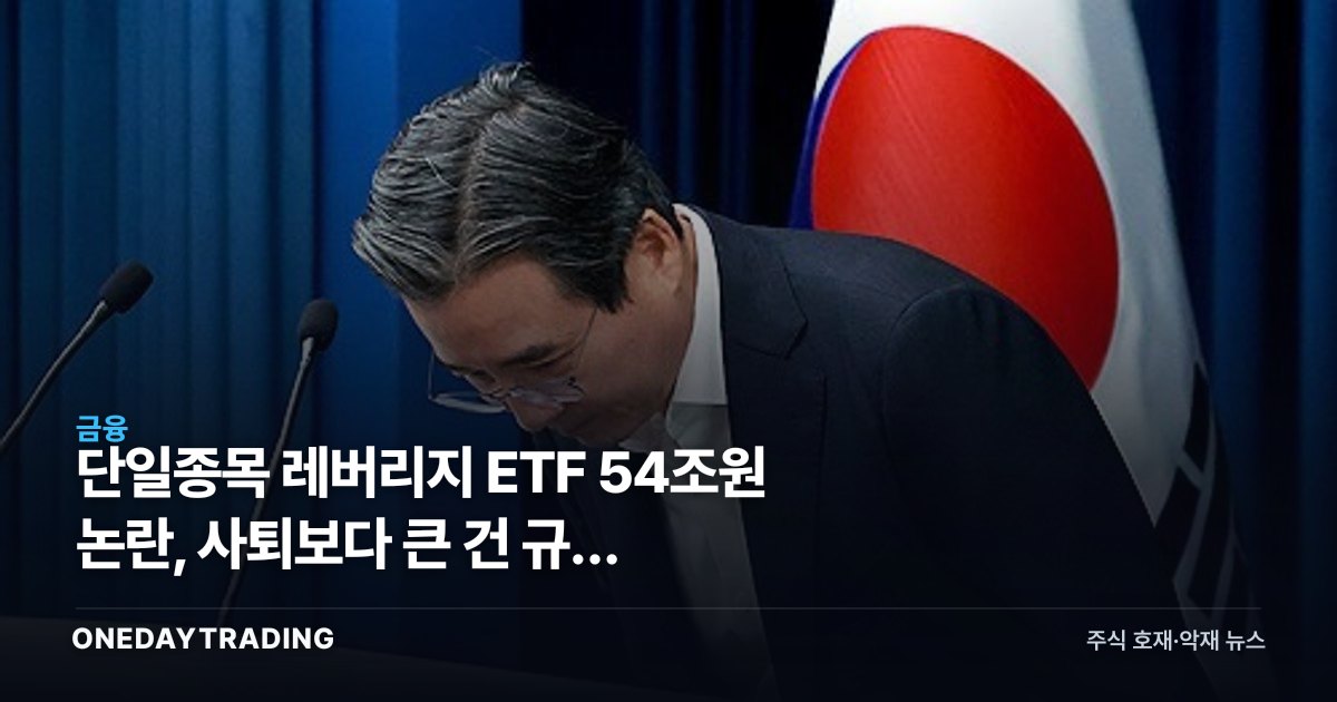 단일종목 레버리지 ETF 54조원 논란, 사퇴보다 큰 건 규제 프리미엄