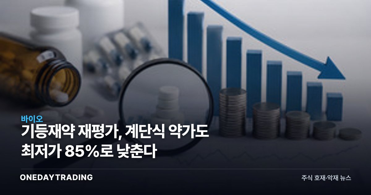 기등재약 재평가, 계단식 약가도 최저가 85%로 낮춘다
