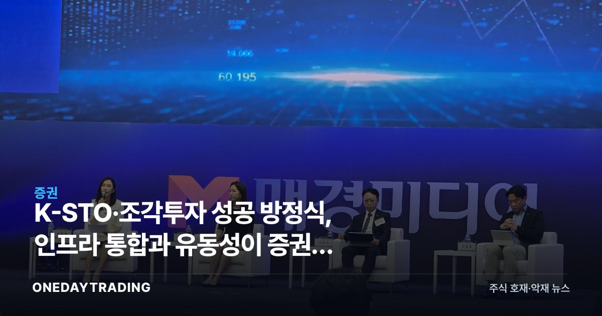 K-STO·조각투자 성공 방정식, 인프라 통합과 유동성이 증권주 판가른다