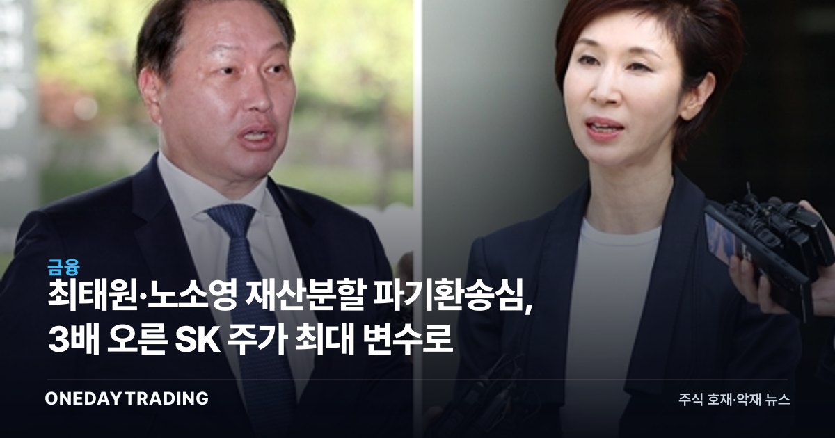 최태원·노소영 재산분할 파기환송심, 3배 오른 SK 주가 최대 변수로