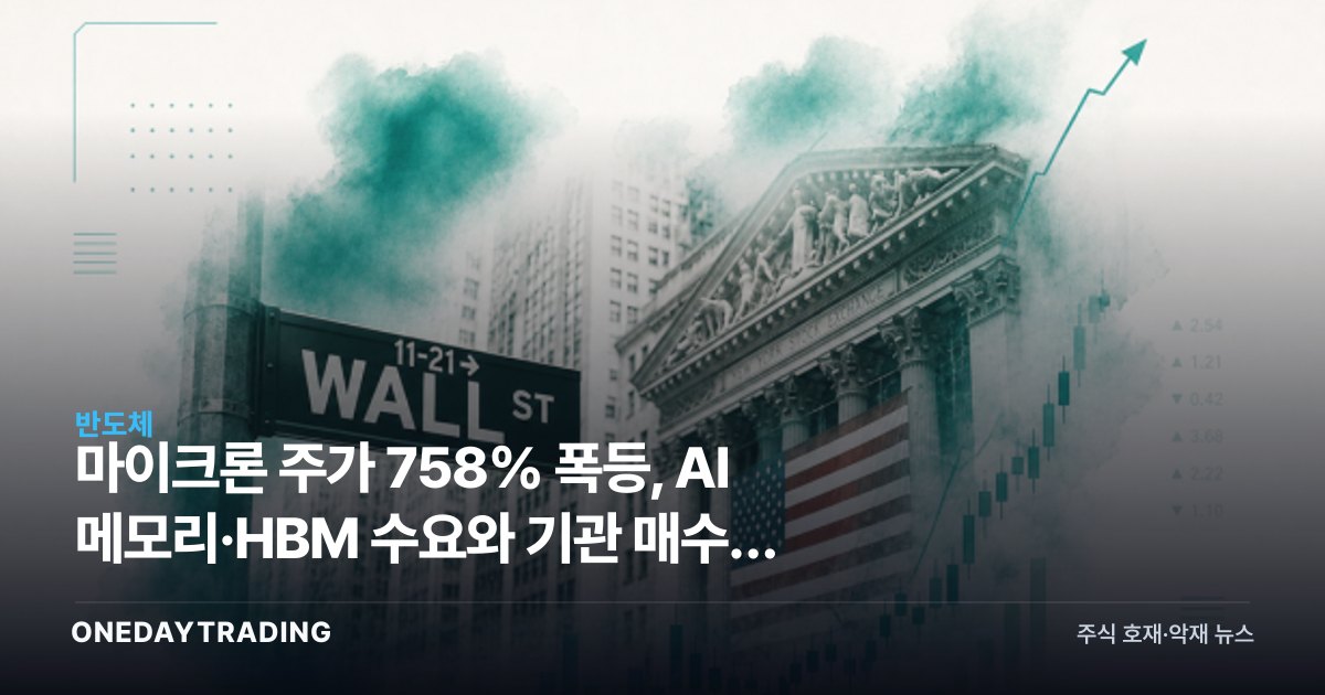 마이크론 주가 758% 폭등, AI 메모리·HBM 수요와 기관 매수가 만든 반도체 랠리