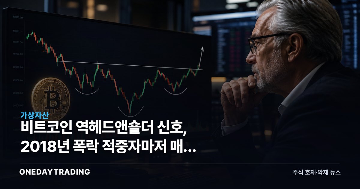 비트코인 역헤드앤숄더 신호, 2018년 폭락 적중자마저 매우 이례적이라 했다