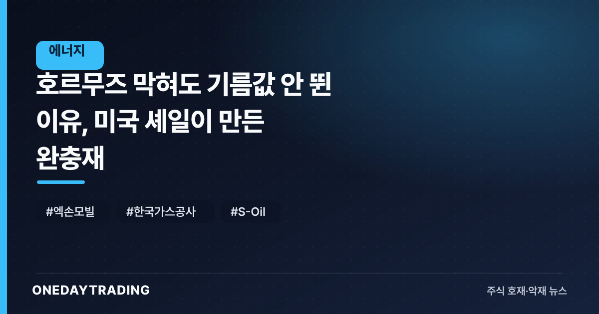호르무즈 막혀도 기름값 안 뛴 이유, 미국 셰일이 만든 완충재