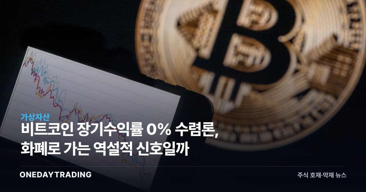 비트코인 장기수익률 0% 수렴론, 화폐로 가는 역설적 신호일까