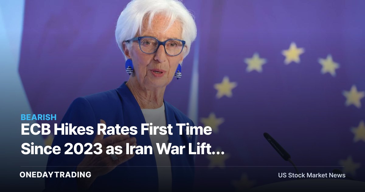 ECB Hikes Rates First Time Since 2023 as Iran War Lifts Energy Costs — Oil, Banks in Focus