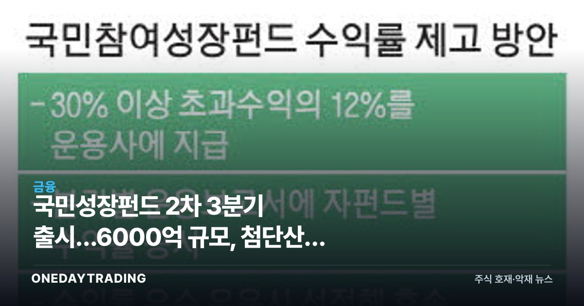 국민성장펀드 2차 3분기 출시…6000억 규모, 첨단산업 투자 포인트는
