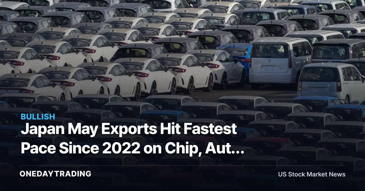 Japan May Exports Hit Fastest Pace Since 2022 on Chip, Auto Demand: TM, HMC, SONY in Focus