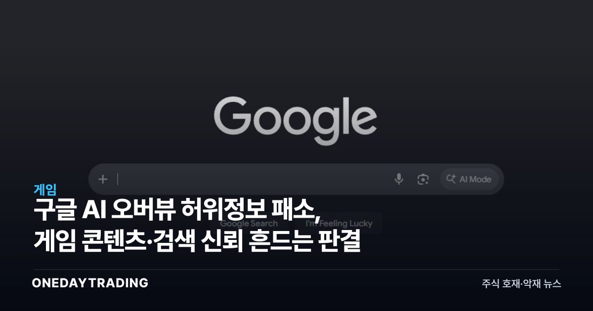 구글 AI 오버뷰 허위정보 패소, 게임 콘텐츠·검색 신뢰 흔드는 판결
