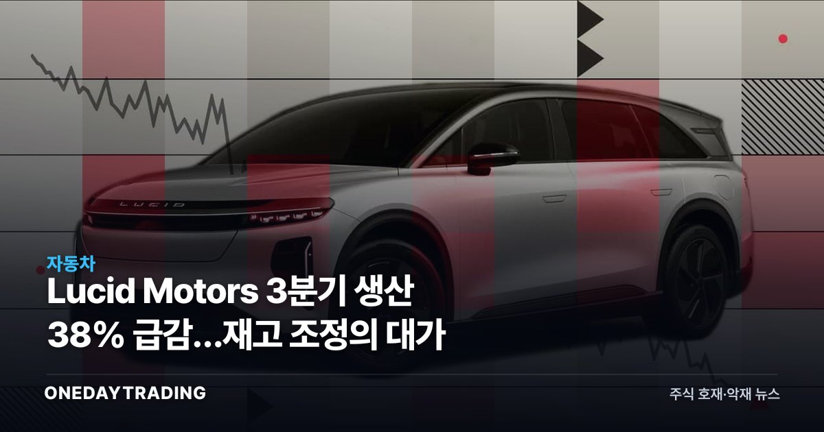 Lucid Motors 3분기 생산 38% 급감…재고 조정의 대가