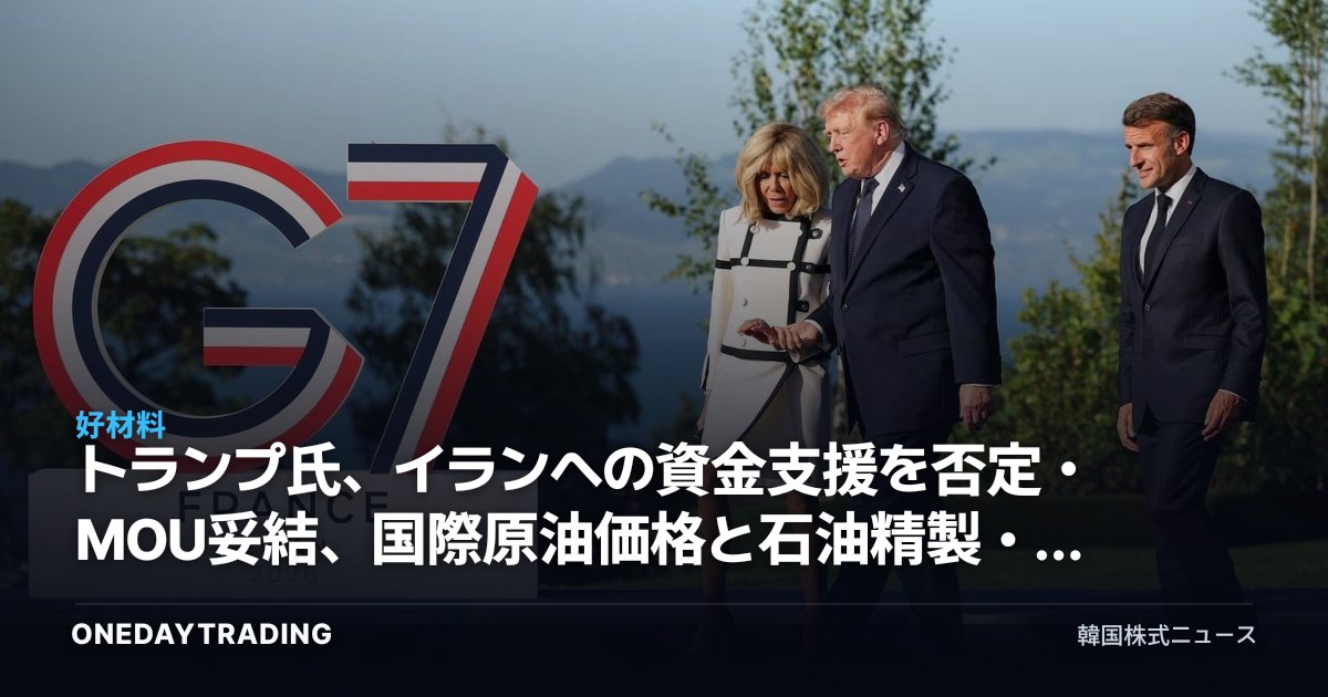 トランプ氏、イランへの資金支援を否定・MOU妥結、国際原油価格と石油精製・航空株への影響