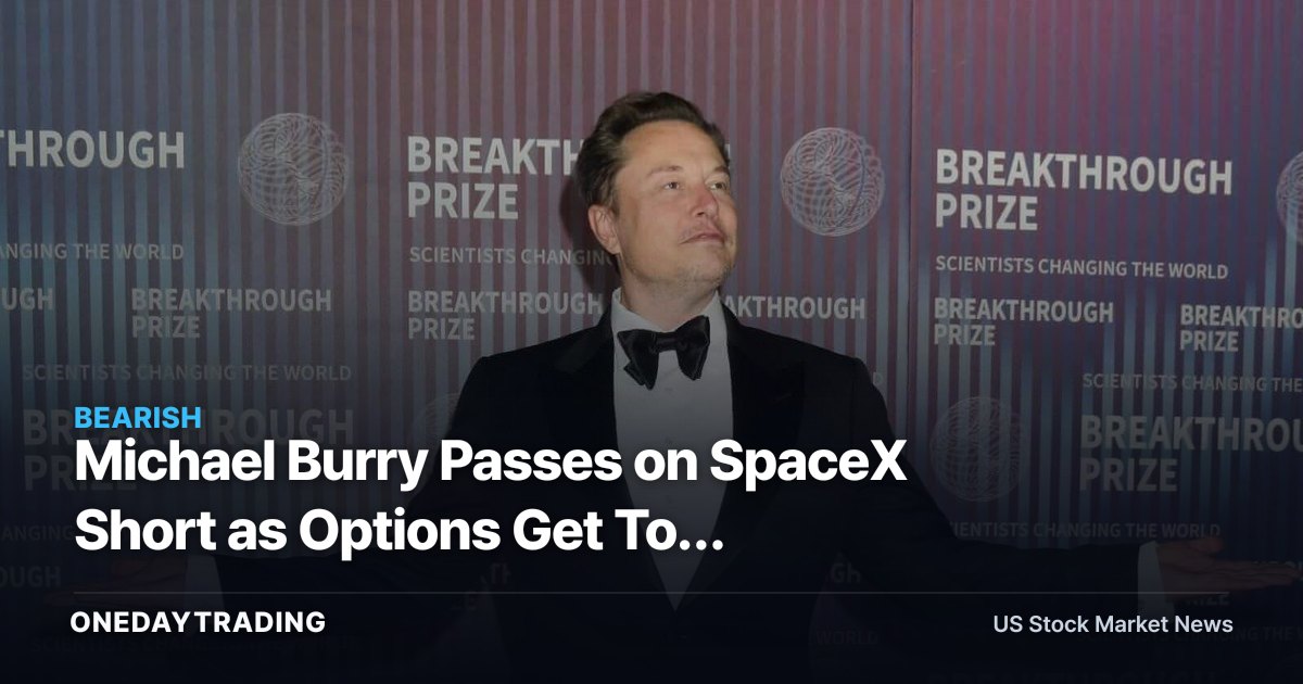 Michael Burry Passes on SpaceX Short as Options Get Too Pricey: DXYZ, RKLB in Focus