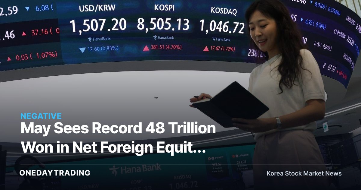 May Sees Record 48 Trillion Won in Net Foreign Equity Outflows — Why KOSPI Held Up and What It Means
